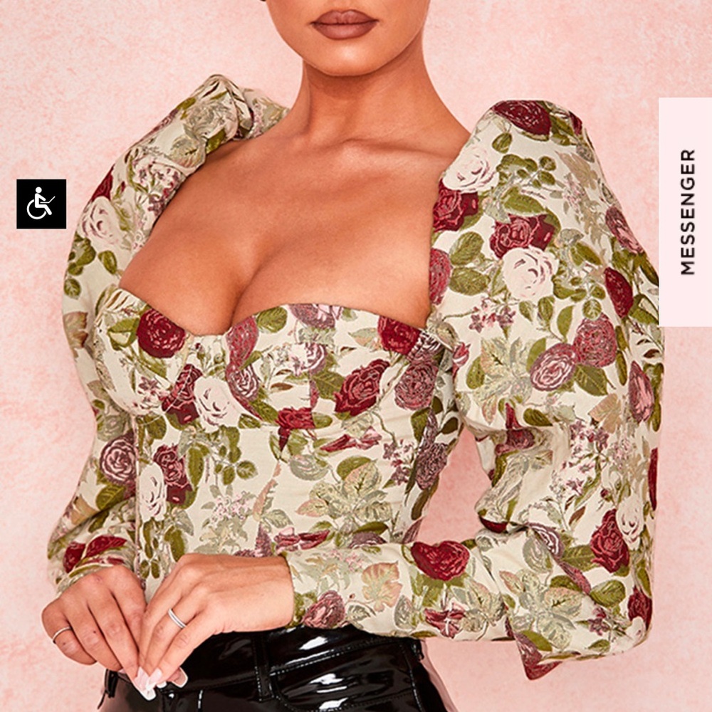 VINTAGE FLORAL JACQUARD BODYSUIT